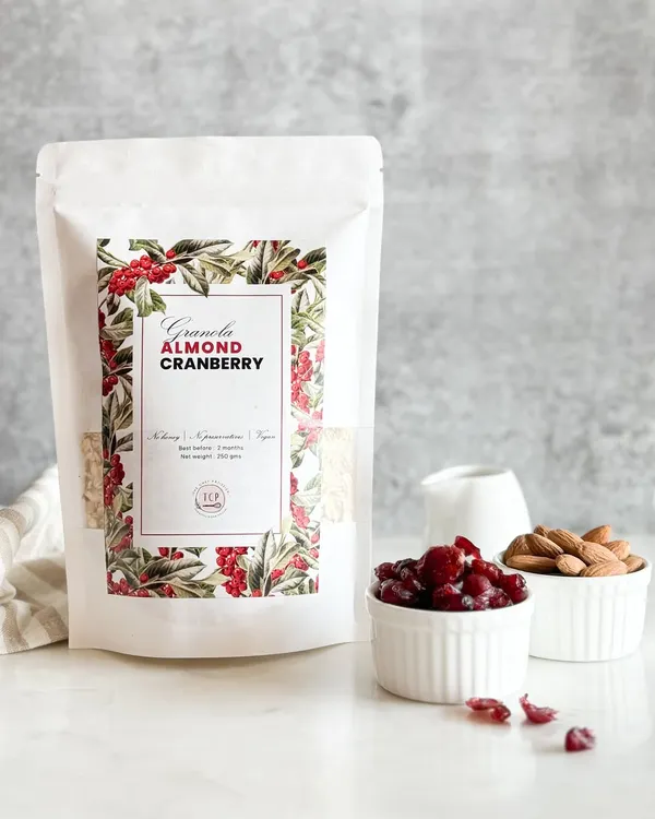 Our Almond Cranberry Granola Mix is a delicious and nutritious choice for breakfast or a quick snack. It's vegan, sugar-free, and contains no preservatives, leaving you energized for the day.