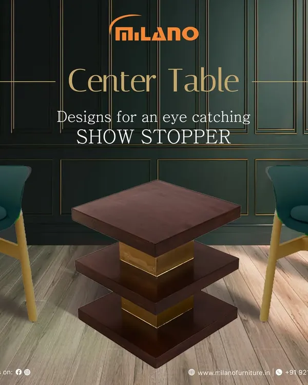 This center table is a showstopper, featuring a three-tiered design with a dark wood finish and brass-finished accents. It's a modern and sculptural piece for any living room.