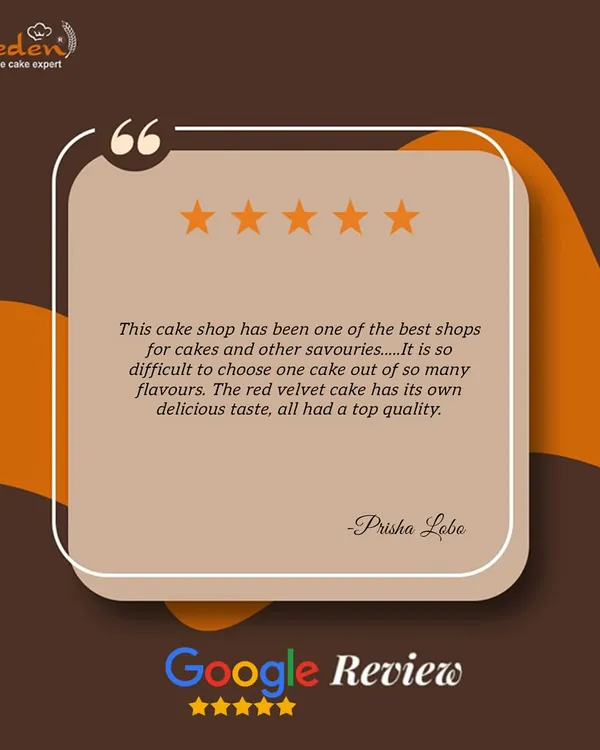 It brings us immense joy to read reviews like this one from Prisha. We're so glad she enjoys the variety and quality of our cakes and savories, especially our Red Velvet cake.