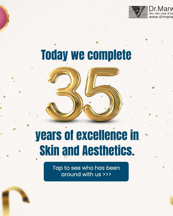 This graphic marks the milestone of completing 35 years of excellence in skin and aesthetics. Our longevity is a direct result of the trust our patients have placed in us and our unwavering commitment to clinical excellence.