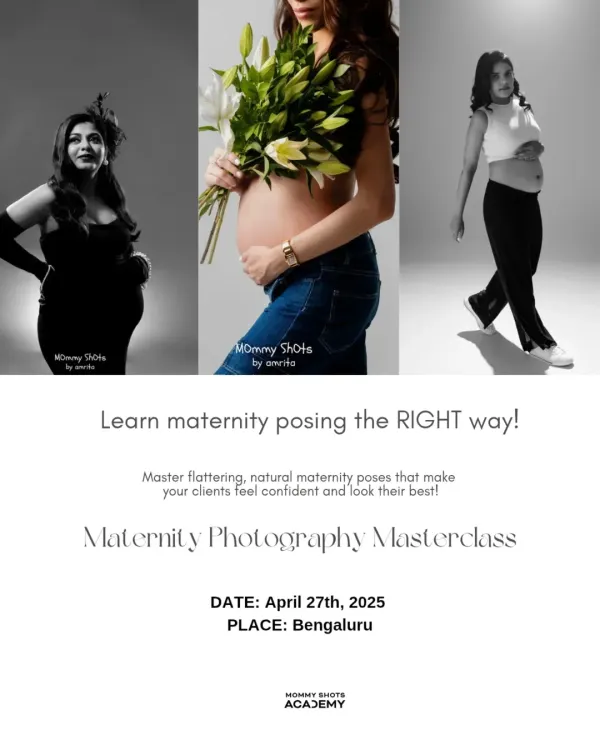 A collage of three distinct maternity looks, showcasing the variety and quality taught in the masterclass.