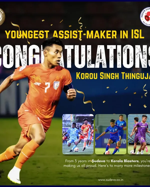 From our academy to the Indian Super League. We are immensely proud of our Sudevan, Korou Singh, who became the youngest assist maker in ISL history. This is the path we create for our players, from grassroots training to a professional football career.