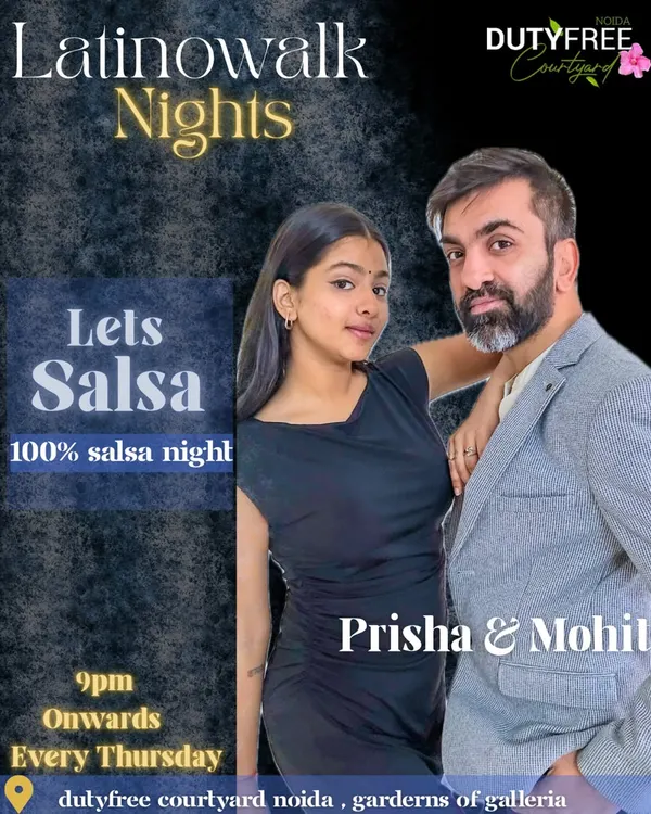 We're thrilled to host our weekly Salsa Socials every Thursday at Dutyfree Courtyard in Noida. Join us from 9 PM onwards for a night of pure salsa.