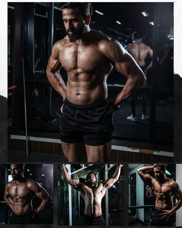 This is a collage of my physique, a testament to the power of a strong mindset and relentless bodybuilding training.