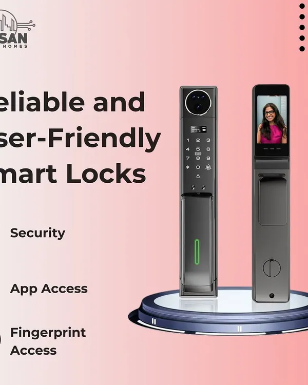 This is our user friendly smart lock with a built in video screen. It combines robust security with convenient app and fingerprint access, making it a reliable choice for any modern home.