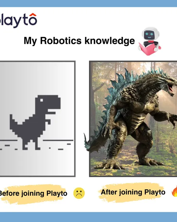 My robotics knowledge before and after joining Playto. From the offline dinosaur to Godzilla.