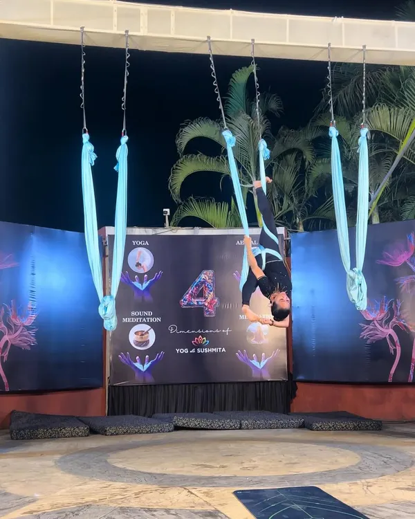 Celebrating four years of my practice with a demonstration of aerial yoga. This is the foundation for my floating sound baths, combining the freedom of aerial arts with the healing power of sound.