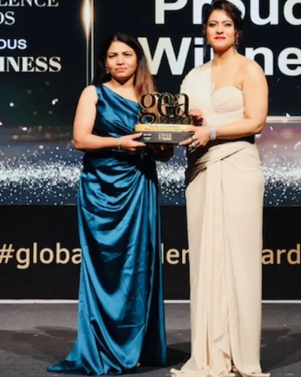 This was a proud moment for us, receiving the Global Excellence 2025 Award for India's Best Beauty Academy from the esteemed actress Kajol. This recognition fuels our commitment to providing the best possible training for our students.