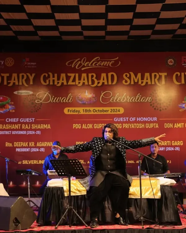 Performing for the Rotary Ghaziabad Smart City's Diwali Celebration. It was a pleasure to perform for such a high-profile and appreciative audience. This image shows our full band setup for a corporate event.