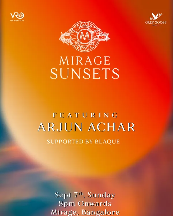 The official event poster for my "Mirage Sunsets" gig. These sundowner parties are always a highlight.