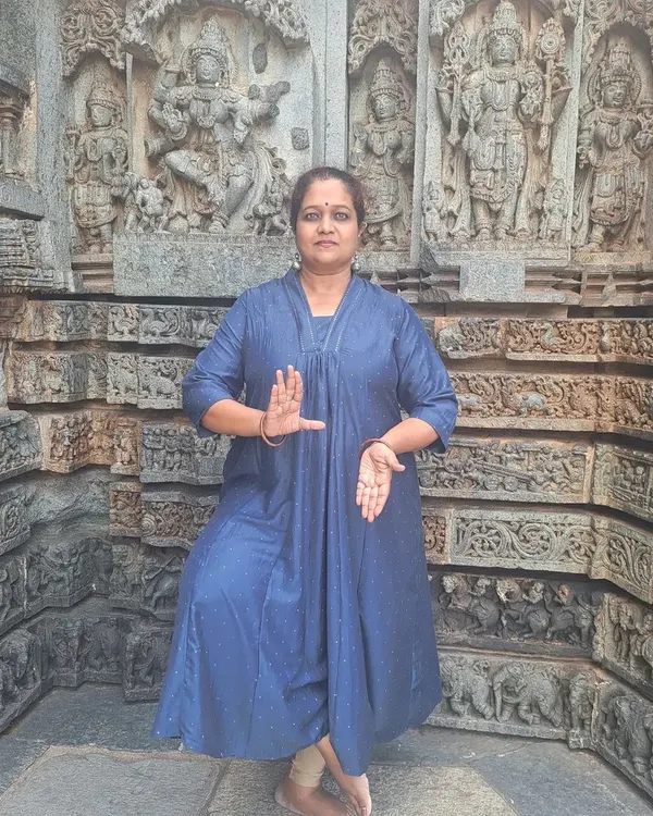 Striking a dance pose at the Somanathapura temple. For me, these heritage sites are not just monuments, they are living spaces that are deeply connected to my art form.