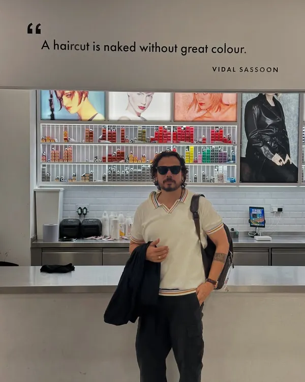 A moment from my London trip, standing by a quote from the legendary Vidal Sassoon: "A haircut is naked without great colour." Words I live by.