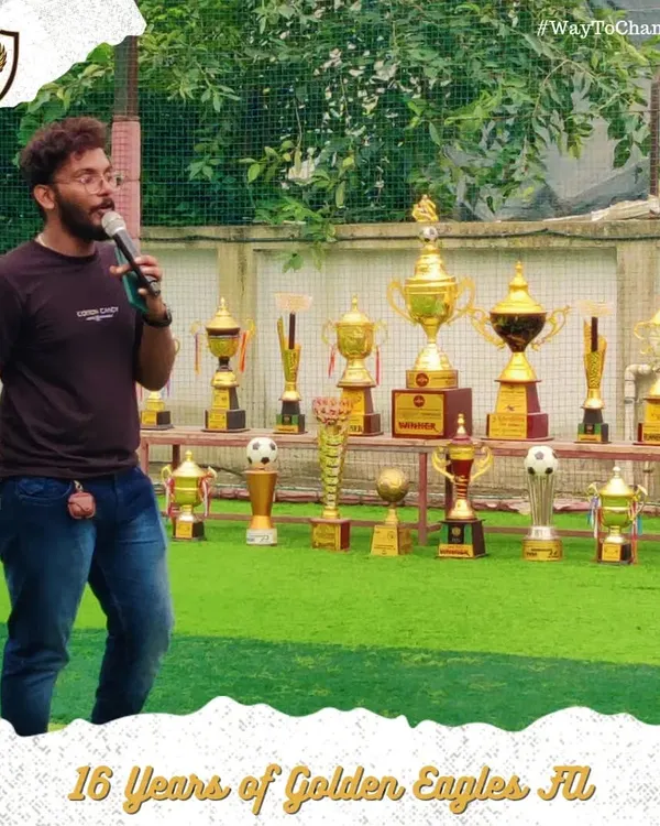 As the founder, I am incredibly proud of the legacy we've built over the years. This wall of trophies behind me is a testament to the hard work of every player and coach at Golden Eagles.