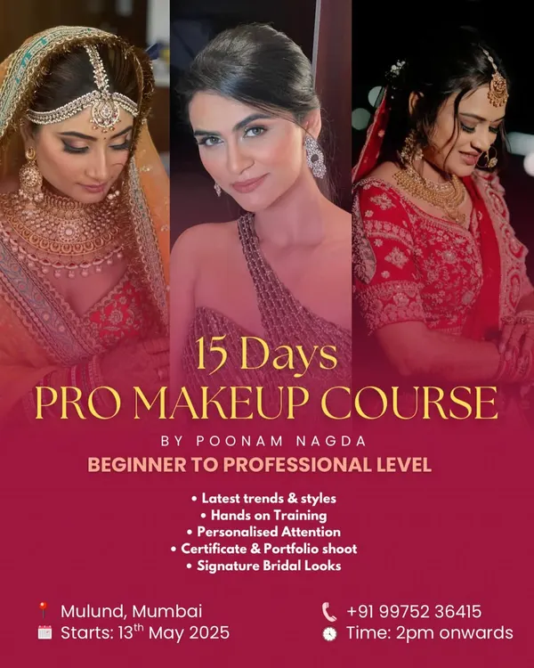 This poster has all the details for my upcoming 15-Day Pro Makeup Course. It’s an intensive program focused on hands-on training, learning my signature bridal looks, and building a professional portfolio.