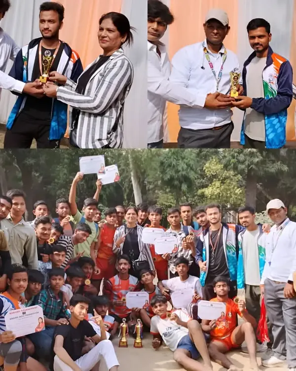 A collage capturing the winning moments of our junior team. From receiving the first-place trophy to the team's ecstatic celebration, this shows the result of their excellent performance and hard work.