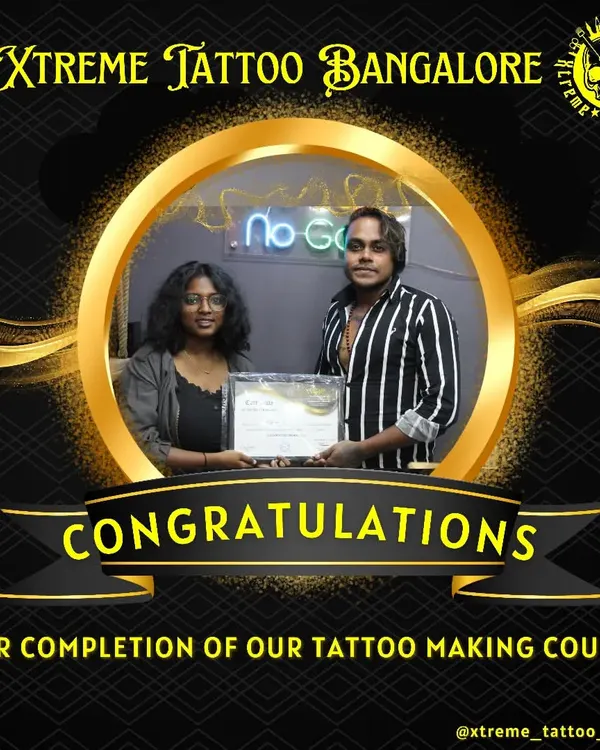 This is what success looks like. Here I am with one of our talented students, celebrating her graduation from our tattoo making course. She now has the certificate and the skills to begin her professional career.