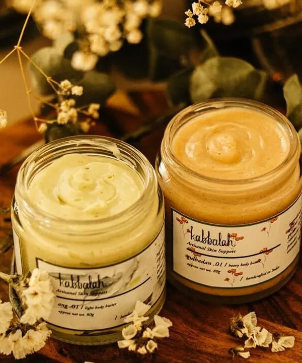 A look at two of my artisanal body butters. They are designed to soothe dry skin, reduce the appearance of stretch marks, and can even be used to calm freshly shaved skin.