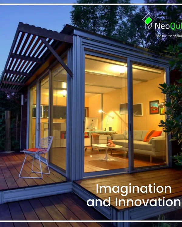 This prefabricated backyard studio, illuminated at dusk, embodies our philosophy of imagination and innovation. We design compact, modern living spaces that integrate beautifully into nature, providing a warm and inviting retreat for work, creativity, or relaxation.