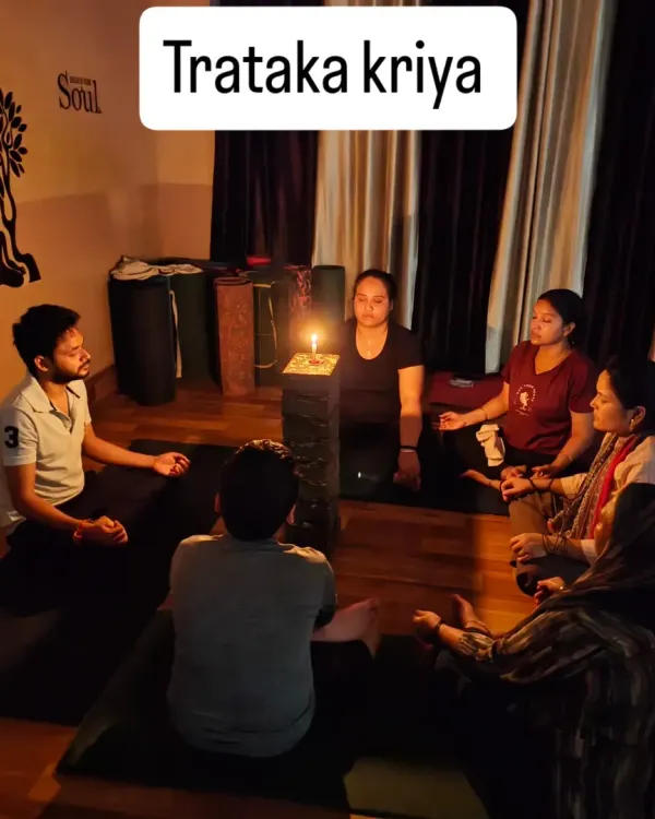 In our studio, we practice Trataka Kriya, a powerful candle-gazing meditation. This ancient Shatkarma technique helps improve concentration, purifies the eyes, and brings a profound sense of calm to the mind, preparing you for deeper states of Dhyana or meditation.
