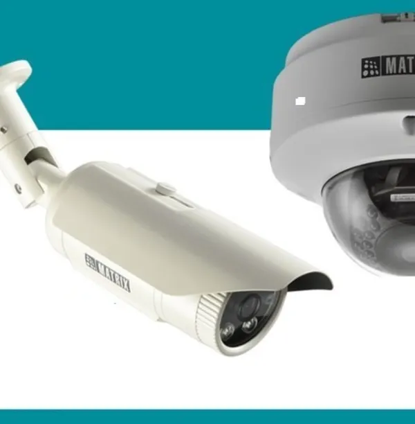 We offer a variety of camera form factors to suit specific surveillance needs. This image displays a weatherproof bullet camera, ideal for monitoring long distances outdoors, alongside a vandal-resistant dome camera, perfect for discreet indoor or protected outdoor coverage.