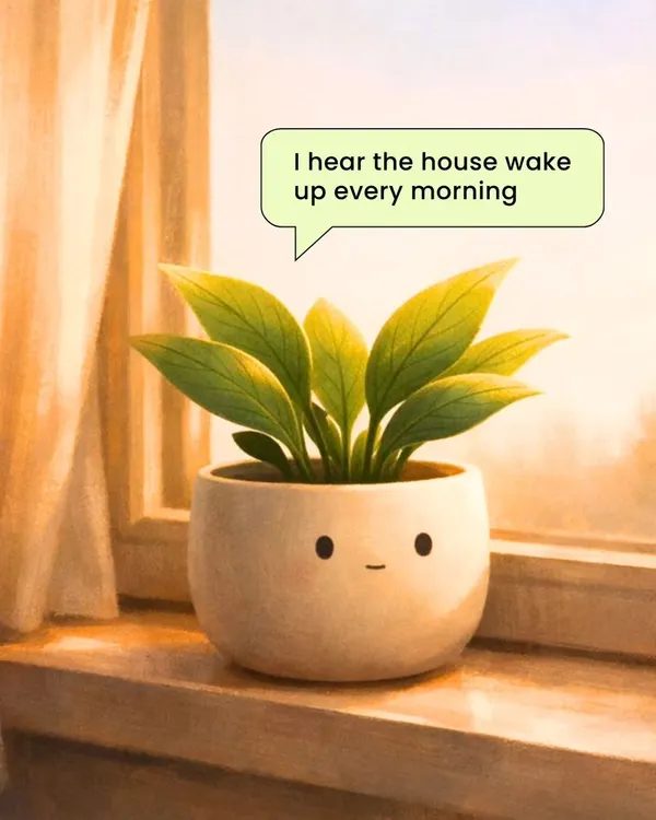 "I hear the house wake up every morning." A plant becomes a silent observer of your daily life, adding a constant, quiet presence to your home.