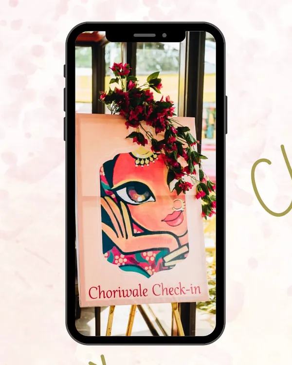 We love adding fun, personal touches. For this wedding, we created a special "Choriwale Check-in" desk for the bride's side, kicking off the friendly wedding rivalry from the moment guests arrived.