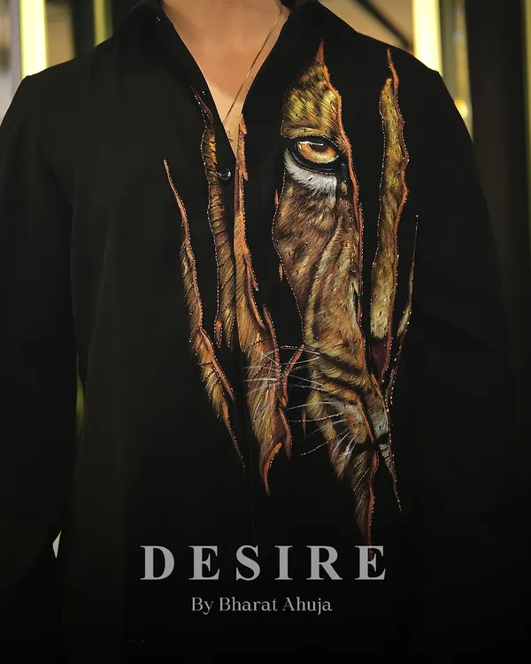Unleash your inner king. This custom shirt features a hyper-realistic tiger print, hand-painted and detailed to look like it's tearing through the fabric. It's crafted from a premium, summer-friendly material for a bold and breathable look.