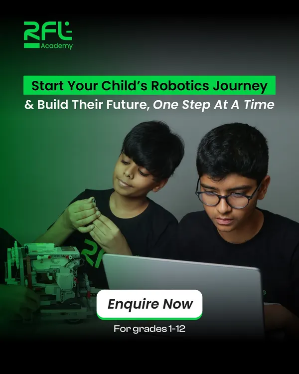 Start your child's robotics journey with us and build their future, one step at a time. Our courses are available for grades 1-12.