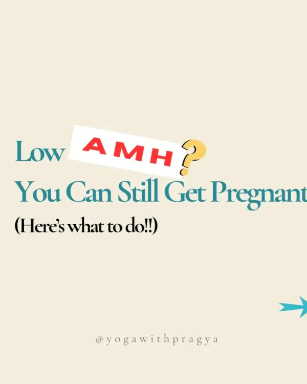 Low AMH? Don't lose hope. I conceived naturally at 42 despite a low AMH diagnosis. This carousel explains that AMH is just one piece of the puzzle and that you can support your fertility through nutrition, mindset, and yoga.