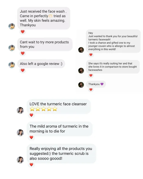 Your words mean the world to me. Seeing how much you love the Utopian Dream turmeric facewash, especially those with sensitive skin, is why I pour my heart into every batch.