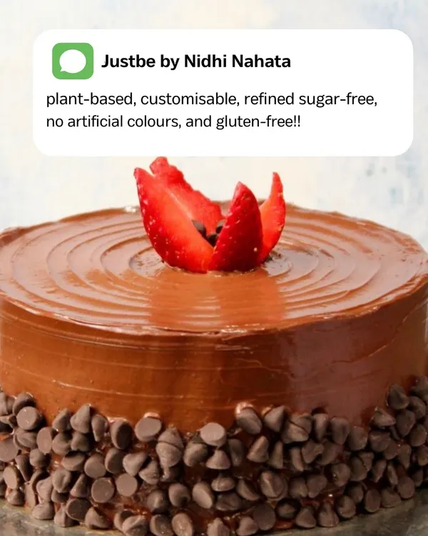 Our plant-based chocolate cake, topped with a fresh strawberry, is a favorite for celebrations. It's rich, moist, and made without any refined sugar, artificial colors, or gluten, proving that healthy can be absolutely delicious.