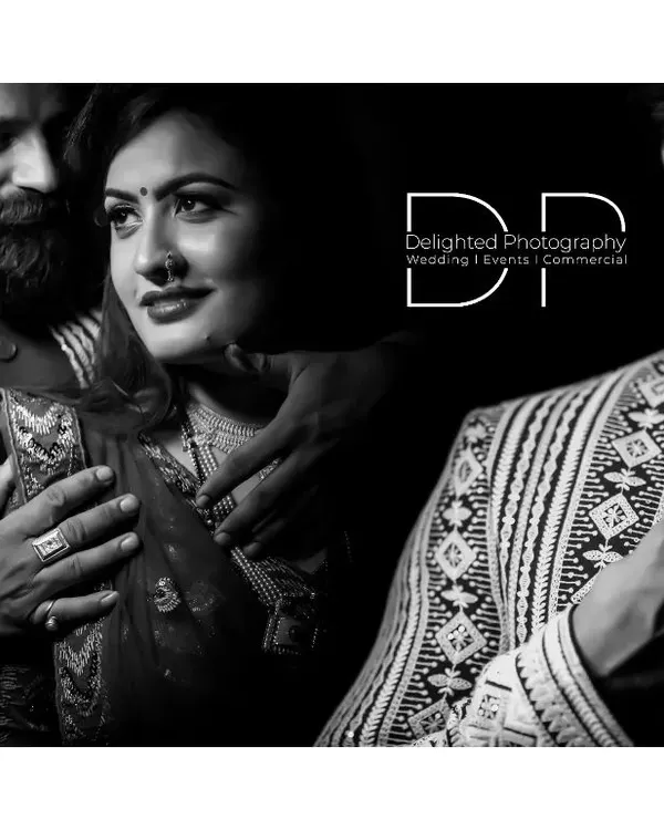 An artistic black and white collage of a couple. The close-up and composed shots create a moody, high-fashion feel for their wedding portraits.