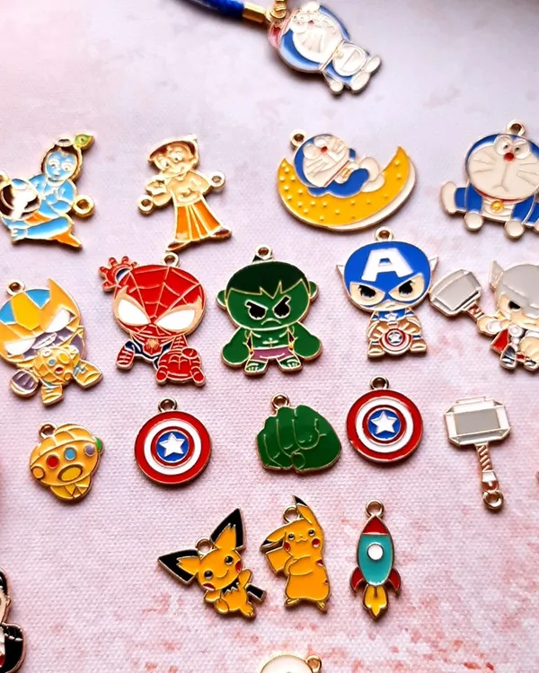 A glimpse into the world of my kids' Rakhi charms. From The Hulk and Spider-Man to Doraemon and Pikachu, you can pick your little one's favorite hero to make their Rakhi extra special.