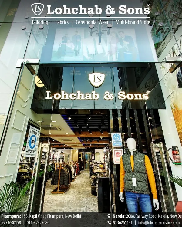 Welcome to Lohchab & Sons. Our modern glass storefront in Pitampura invites you into a world of fashion, where we combine decades of tailoring experience with the latest trends in menswear.